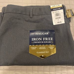 New Never worn tag in Khaki Pants. Size 44x29 charcoal Heather Style HC01000